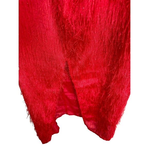 Topshop Red Feather Shimmer Halter Open Back Slit Dress Size 4 Formal Prom Maxi - Picture 4 of 7